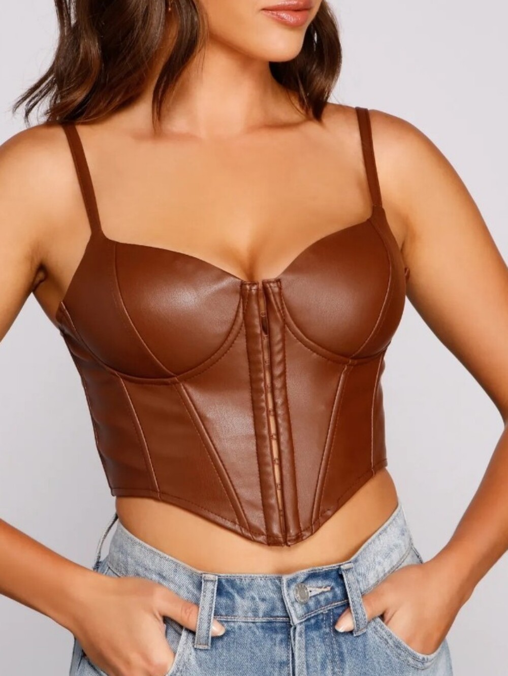 NWT Windsor Bold Moment Faux Leather Corset Top size Small